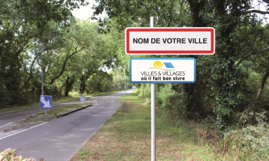 Panneau entrée de ville label Villes et Villages où il fait bon vivre